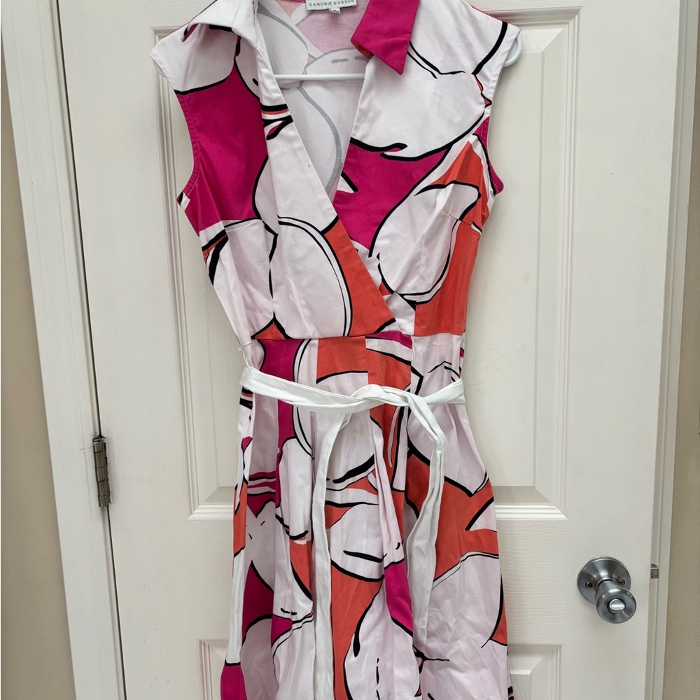 Pink and Orange Floral Wrap Dress